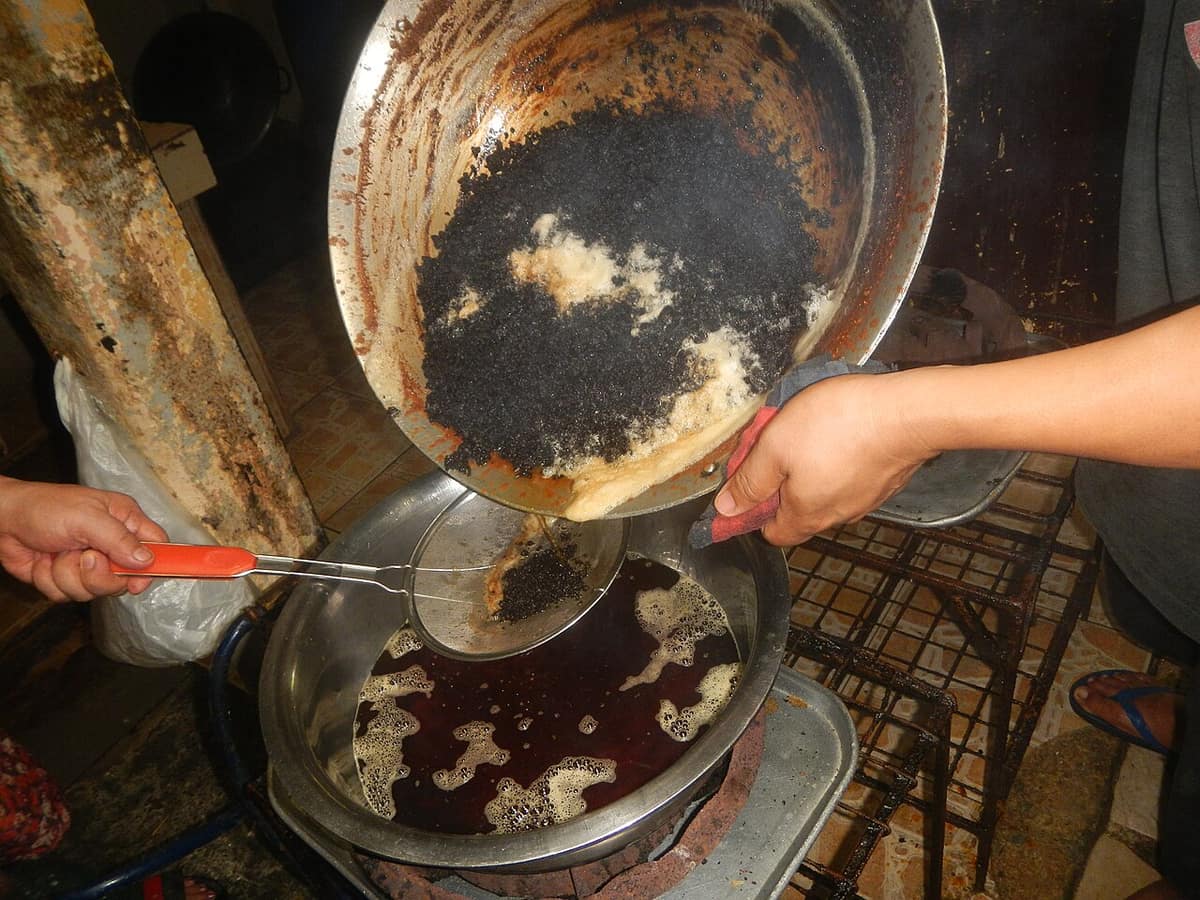 Cooking oil being processed and heated